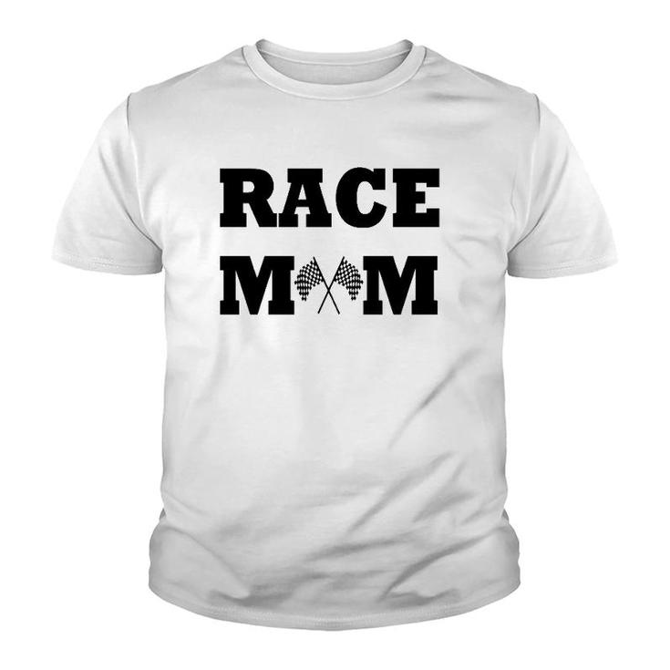 Race Mom Checkered Flag Life Racing Dirt Track Race Gear Youth T-shirt