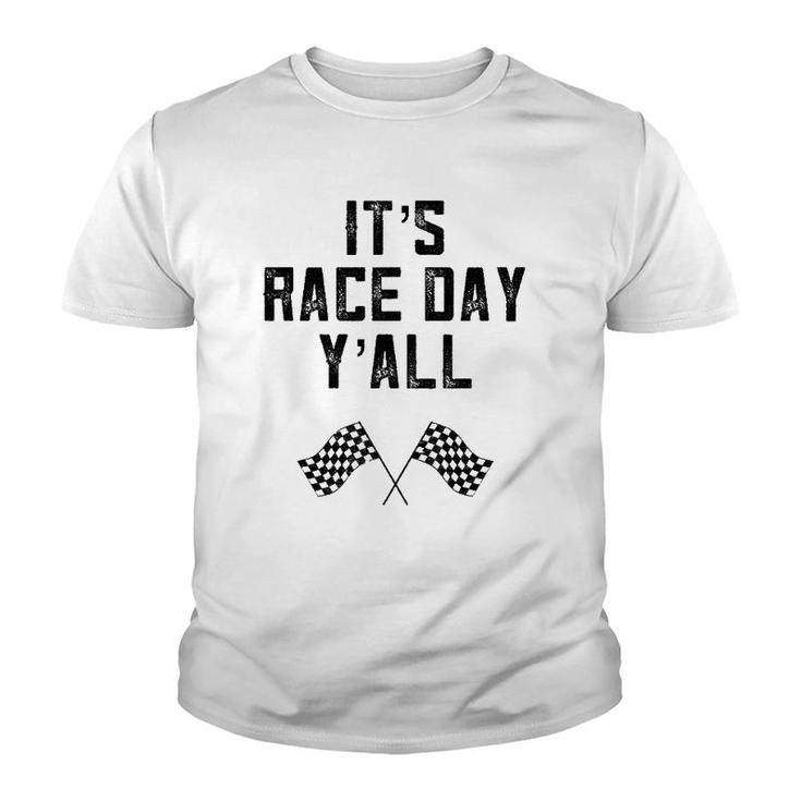 Race Track Checkered Flag Fast Cars It's Race Day Y'all South Youth T-shirt