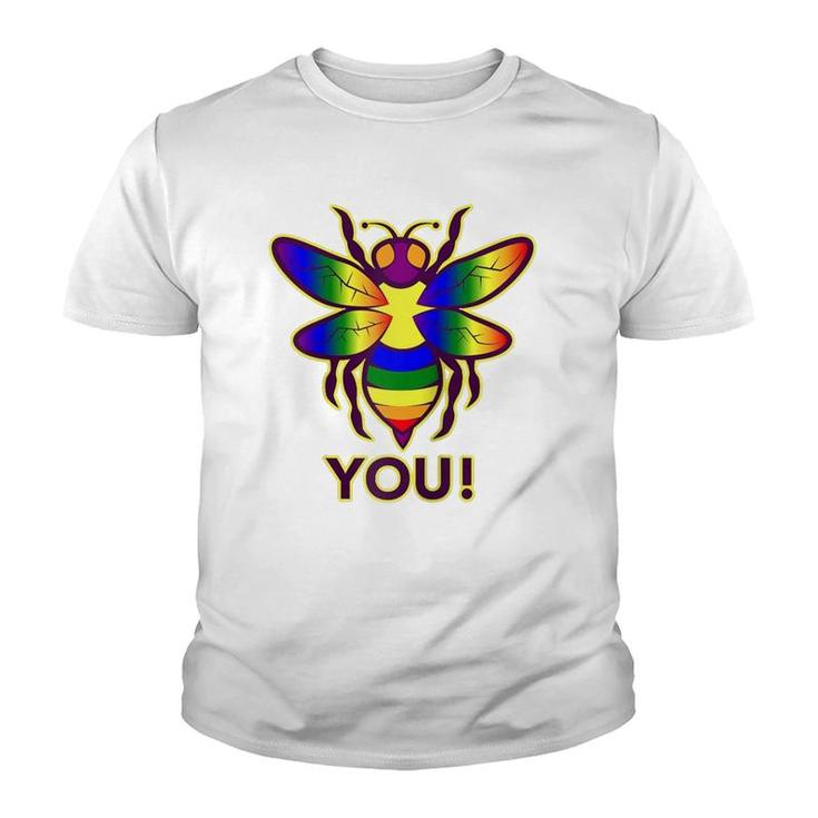 Rainbow Bee You Gay Pride Awareness  Youth T-shirt