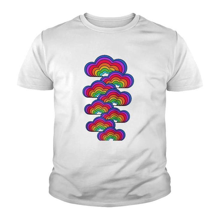 Rainbow Clouds Colorful Gender Flag Lgbt Lgbtq Gay Pride  Youth T-shirt