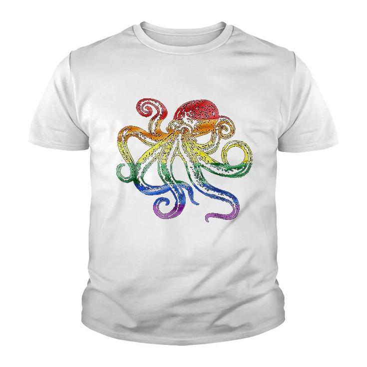 Rainbow Octopus Colorful Pride Youth T-shirt