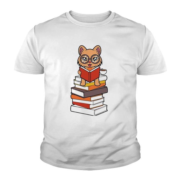 Reading And Cats Cute Cat Reading Youth T-shirt