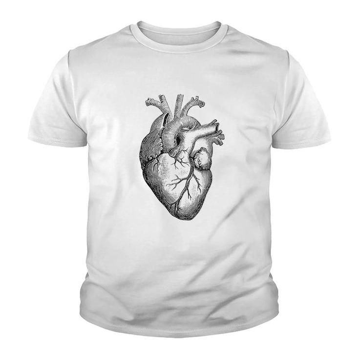 Real Anatomical Human Heart Drawing Youth T-shirt