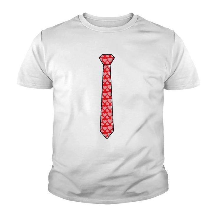 Red Tie With Hearts Cool Valentine's Day Funny Gift Youth T-shirt