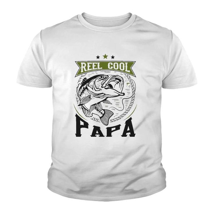 Reel Cool Papa For Cool Fisherman Dad Youth T-shirt