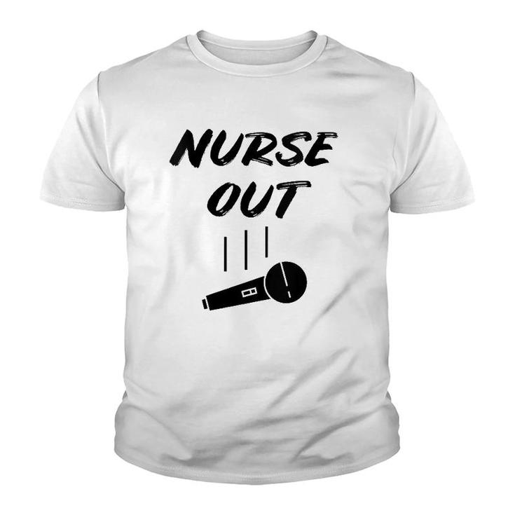 Retired Nurse Out Retirement Gift Funny Retiring Mic Drop Youth T-shirt