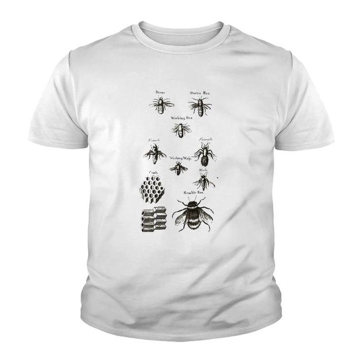 Retro Beekeeper Vintage Bees Bumblebees Honeycomb Gift Youth T-shirt