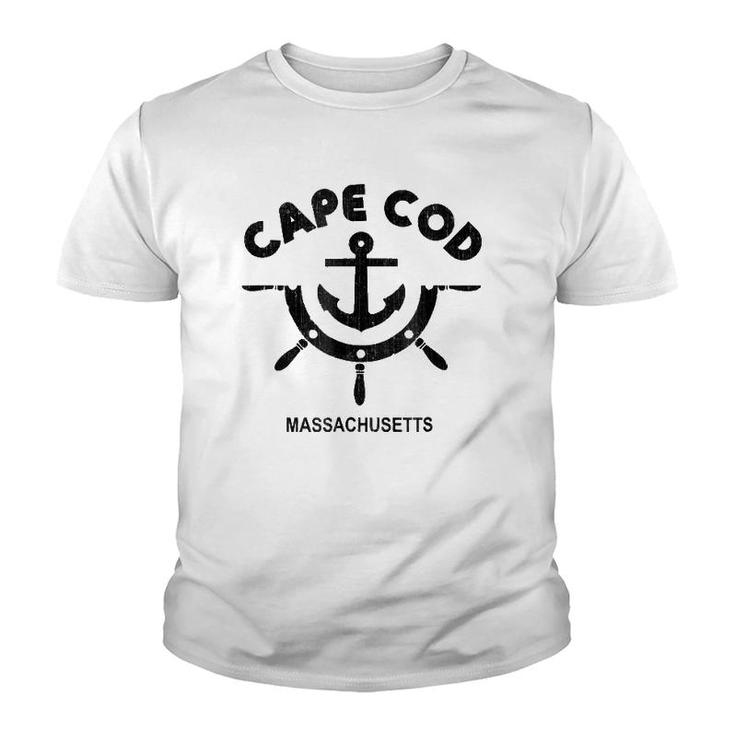 Retro Cape Cod Massachusetts Anchor Distressed Youth T-shirt