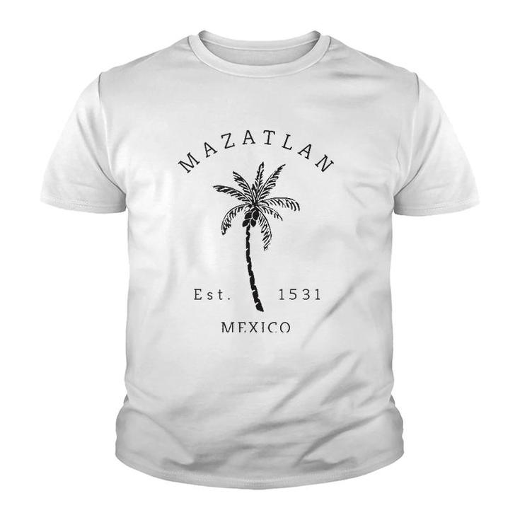 Retro Cool Mazatlan Palm Tree Novelty Art Surf Tank Top Youth T-shirt