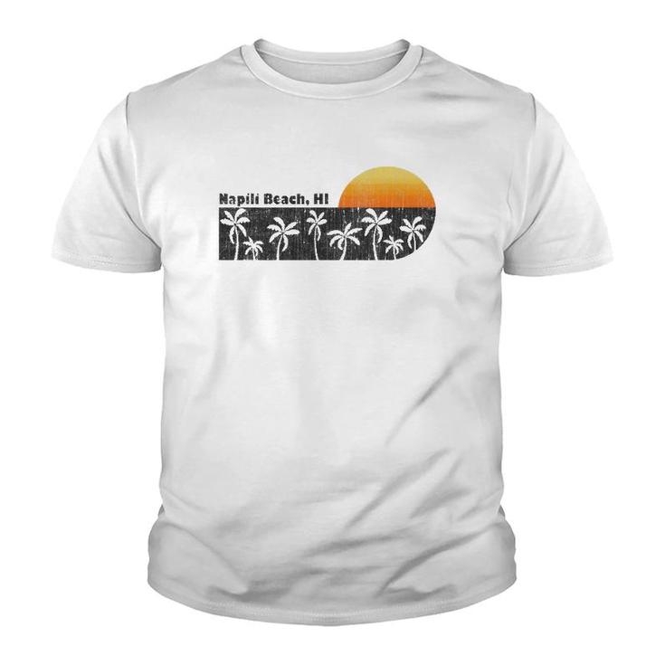 Retro Hawaiian Beach Vintage Napili Bay Sunset Youth T-shirt