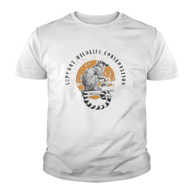 Retro Lemur Wildlife Conservation Animal Lover Gift Youth T-shirt
