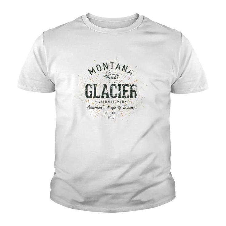 Retro Style Vintage Glacier National Park Youth T-shirt