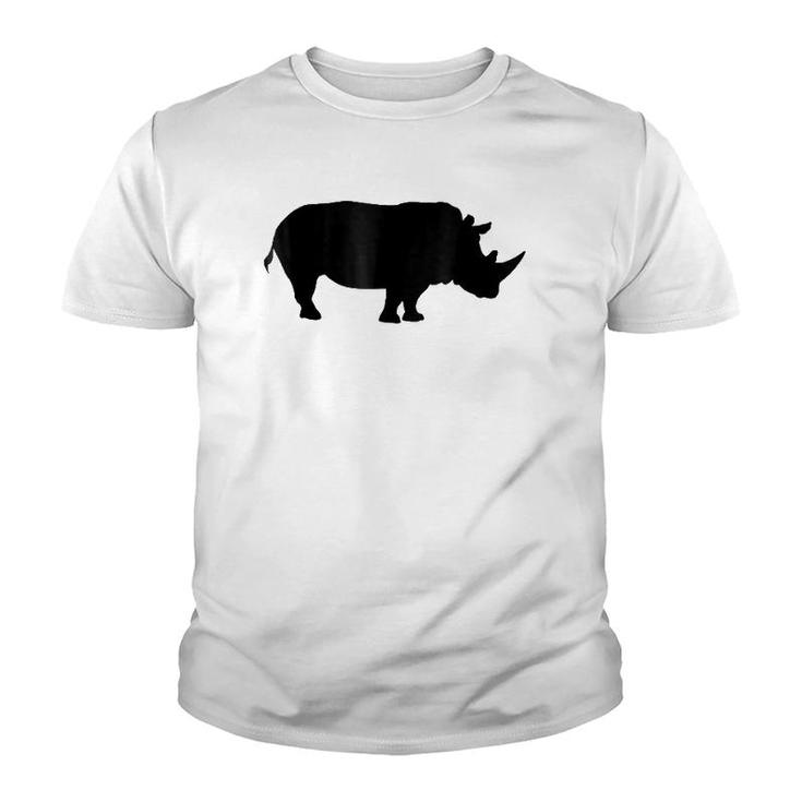 Rhinoceros Solid Black Silhouette  Rhino Youth T-shirt