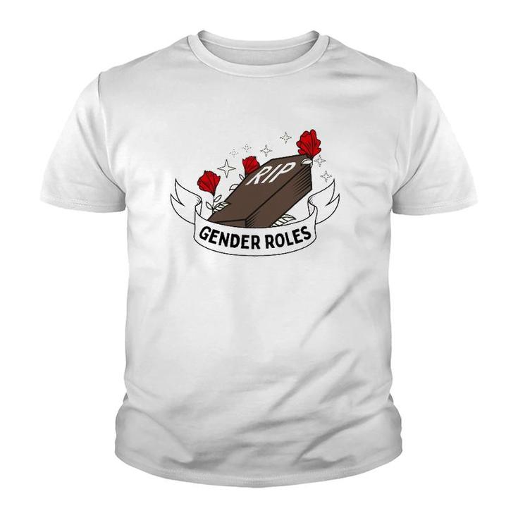 Rip Gender Roles Coffin Design Non Binary Youth T-shirt