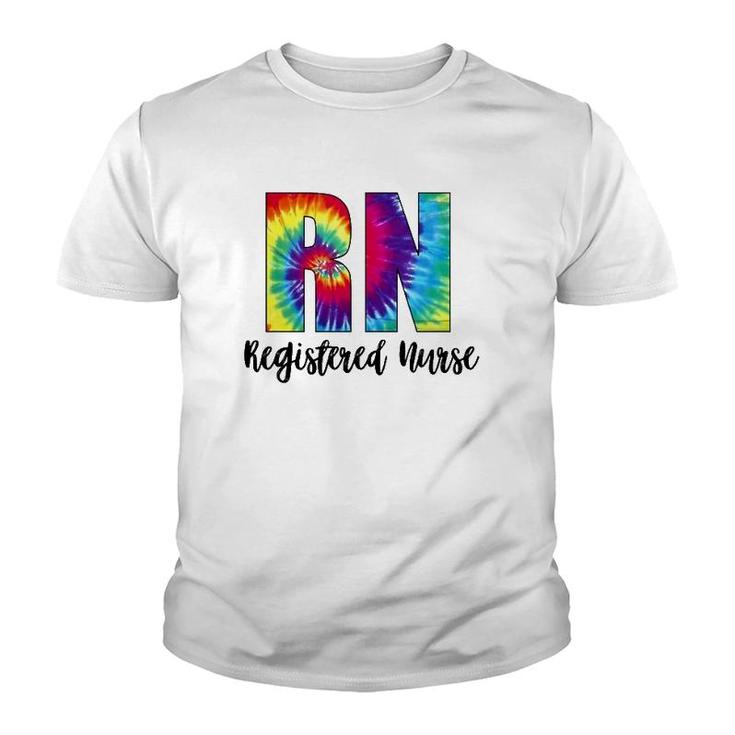 Rn Tie Dye Registered Nurse Colorful Text Youth T-shirt