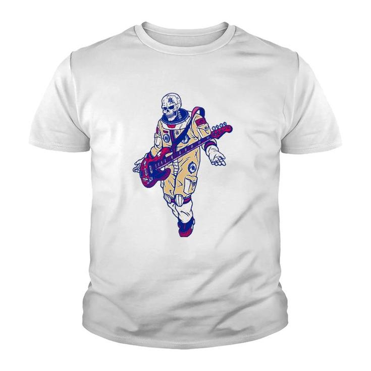 Rock & Roll Skeleton Guitar Astronaut Music Lover Gift Youth T-shirt