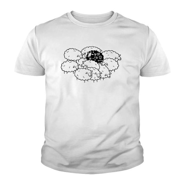 Rock N Roll Peace Love Black Sheep Funny Animals Graphic Art Youth T-shirt