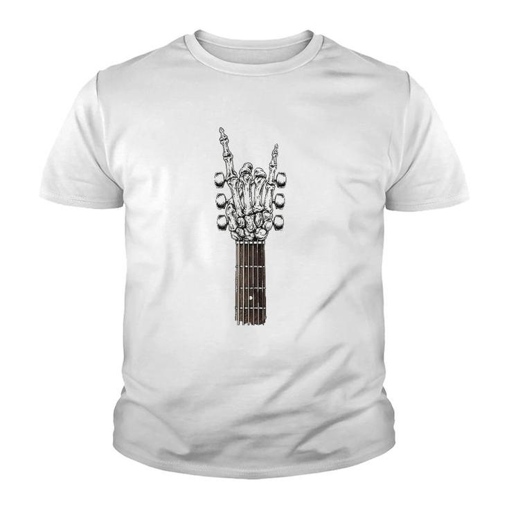 Rock On Guitar Neck - With A Sweet Rock & Roll Skeleton Hand Youth T-shirt