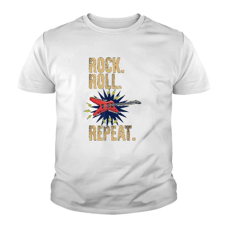 Rock Roll Guitar Repeat Youth T-shirt