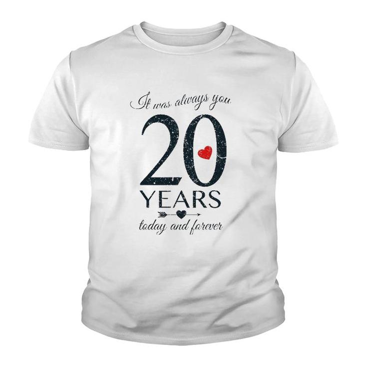 Romantic Couples 20Th Wedding Anniversary Youth T-shirt