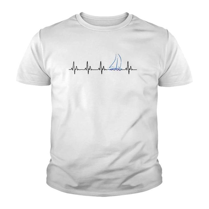 Sailing Heartbeat Funny Sailboat Youth T-shirt