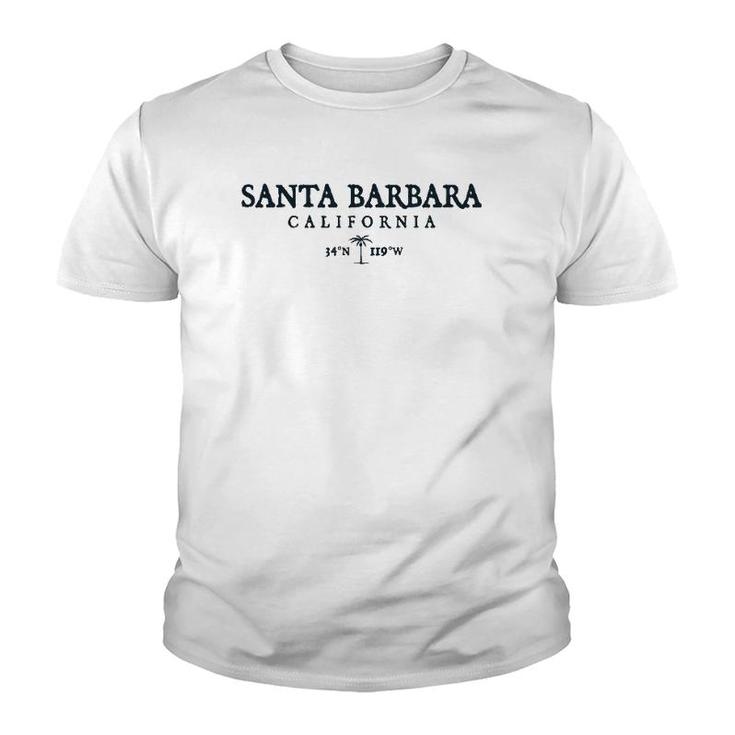 Santa Barbara California Palm Tree Surf Beach Gift  Youth T-shirt