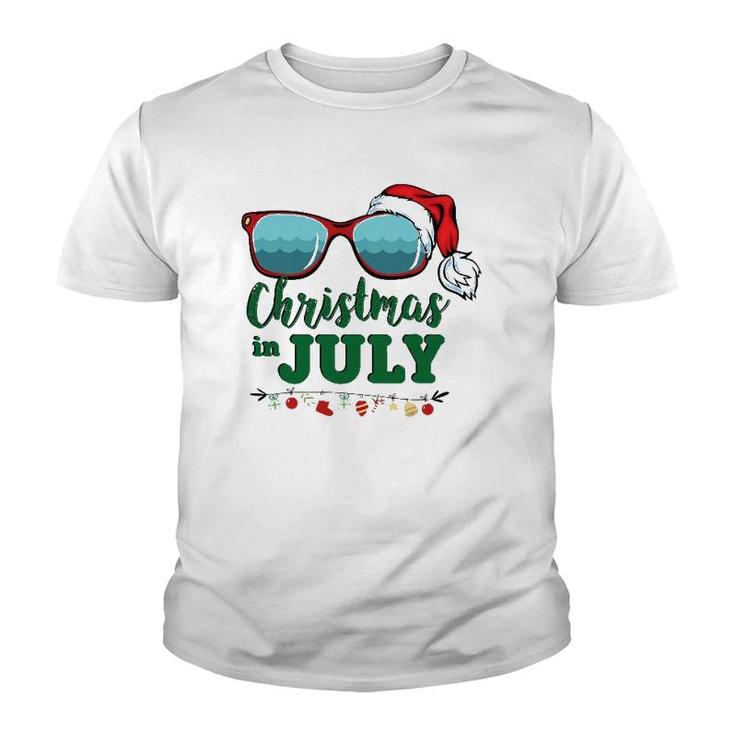 Santa Hat Sunglasses Summer Christmas In Julygift Youth T-shirt
