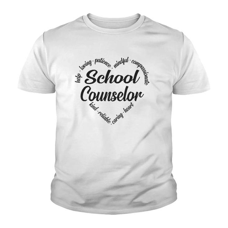 School Counselor Heart Word Cloud Youth T-shirt