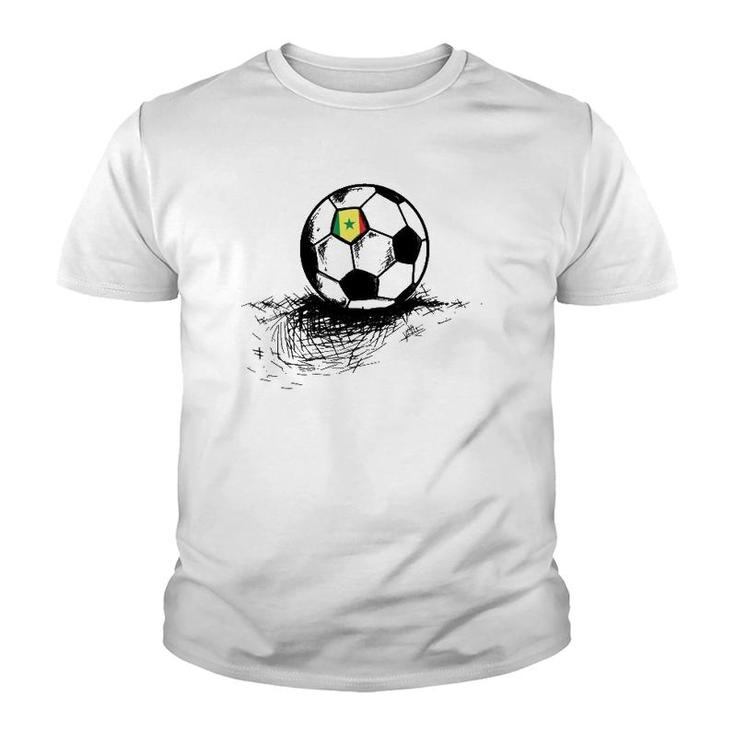 Senegal Soccer Ball Flag Jersey Senegalese Football  Youth T-shirt