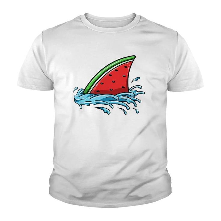 Shark Watermelon Lover Fish Fin Summer Fruit Slice Seeds Youth T-shirt