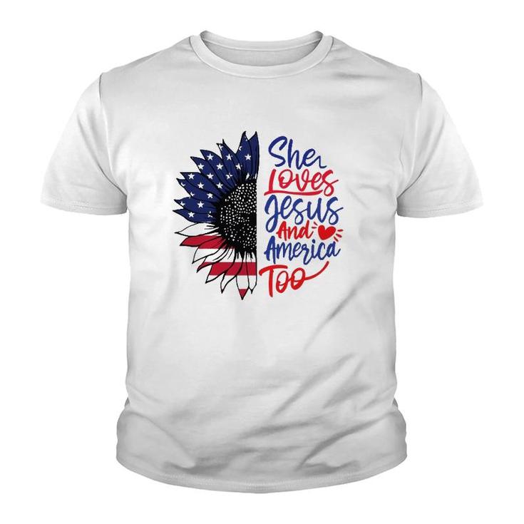 She Loves Jesus And America Too Youth T-shirt