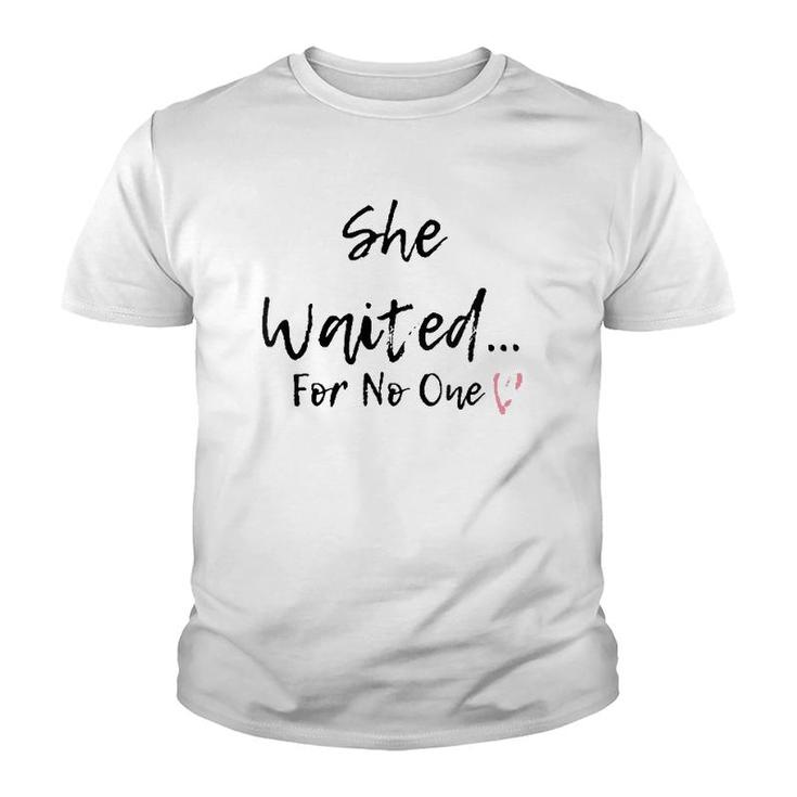 She Waited For No One V-Neck Youth T-shirt