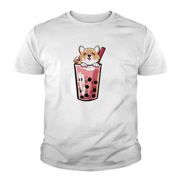 Shiba Inu Boba Bubble Milk Tea Kawaii Japanese Dog Owner Youth T-shirt