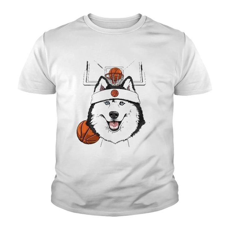 Siberian Husky Basketball Dog Lovers Basketball Player  Youth T-shirt