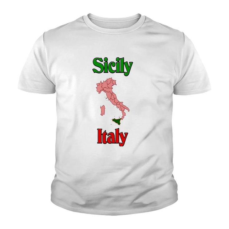 Sicily Italy Sicily Italy On Map Youth T-shirt