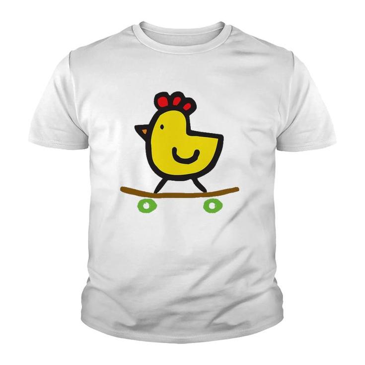 Skateboard Chick- Cute Funny Chicken Youth T-shirt