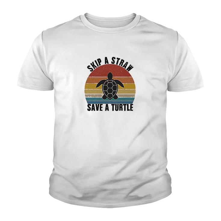 Skip A Straw Save A Turtle Youth T-shirt