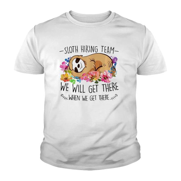 Sloth Hiking Teamgift Mothers Day Funny Flower Women Youth T-shirt