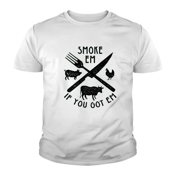 Smoke Em If You Got Em Funny Bbq Barbecue Tee Shirt, White