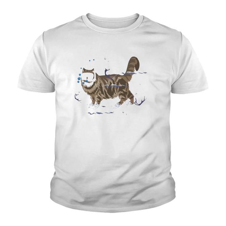 Snorkeling Cat  Snorkeling Underwater Youth T-shirt