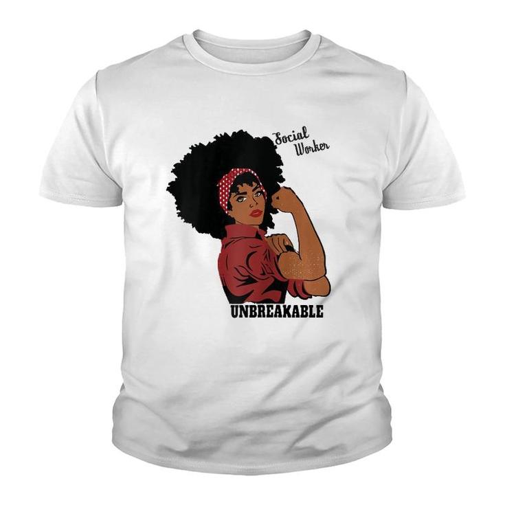Social Worker Typography Awareness Gift Black Women Raglan Baseball Tee Youth T-shirt