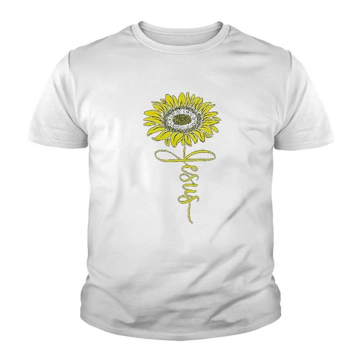Southern Attitude Jesus Sunflower Youth T-shirt