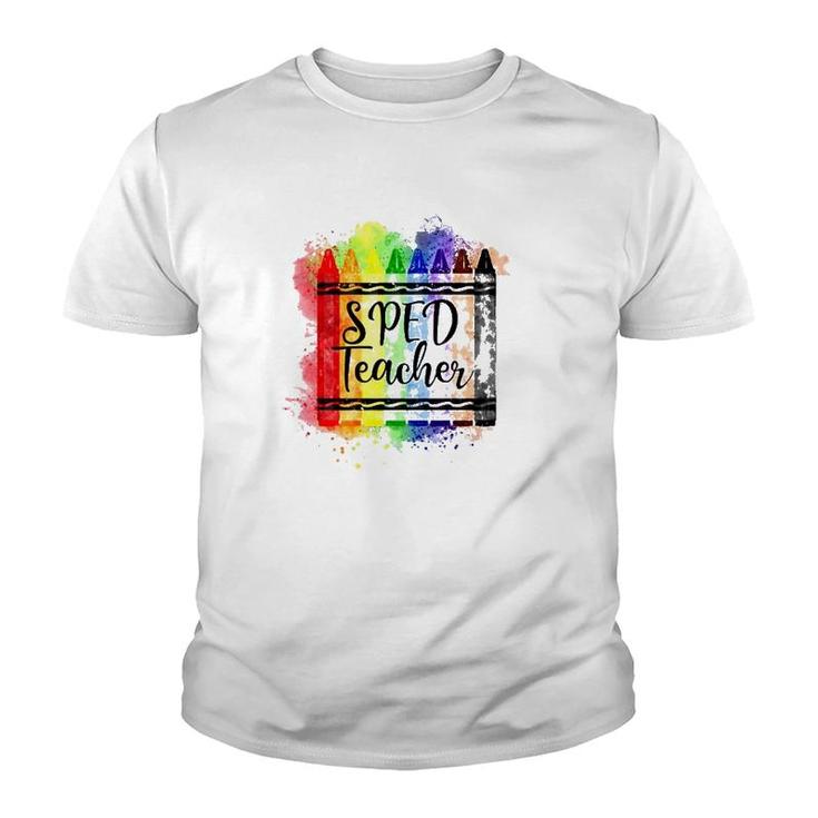 Sped Teacher Crayon Colorful Special Education Teacher Gift Youth T-shirt