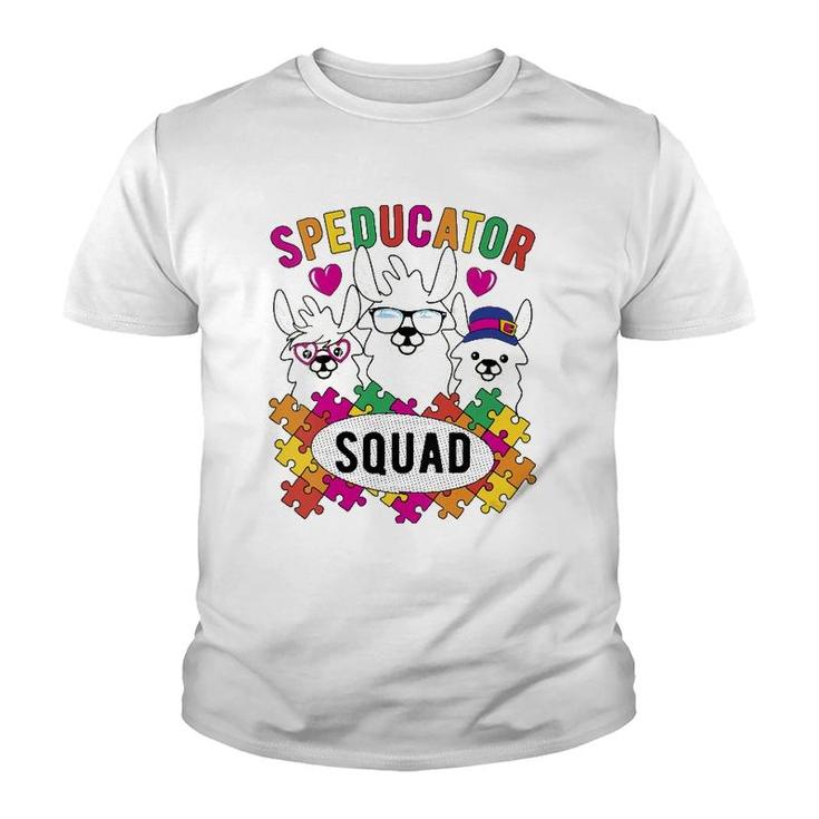 Speducator Squad Llama Autism Special Education Teacher Sped Youth T-shirt