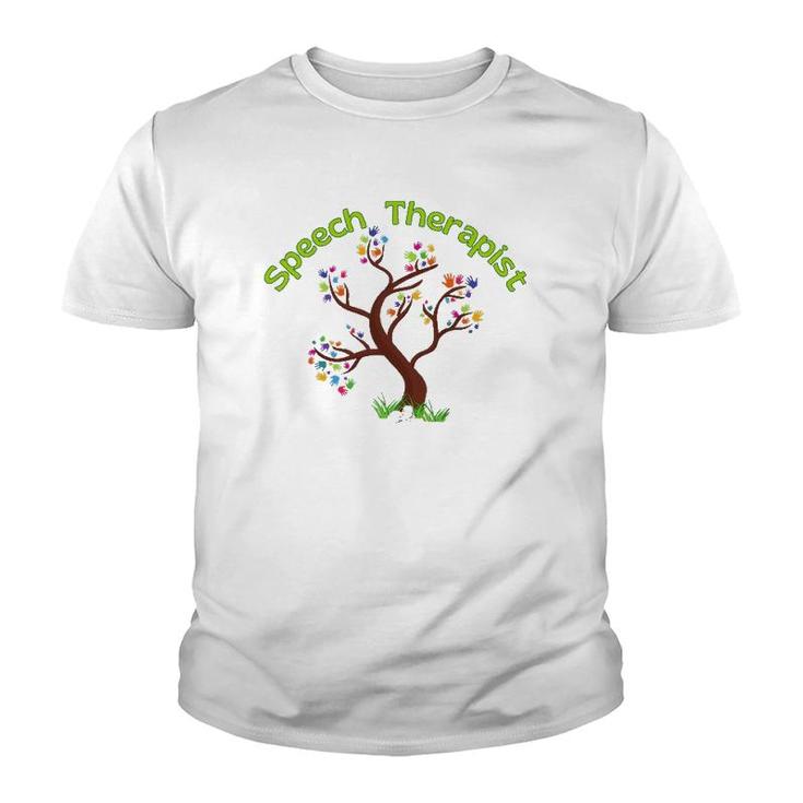 Speech Therapist Slp Therapy Special Needs Hands Tree Youth T-shirt