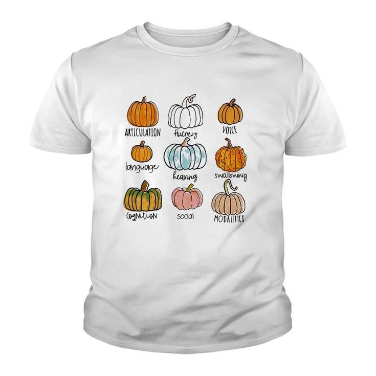 Speech Therapy Halloween Pumpkins For Slp Therapist Youth T-shirt
