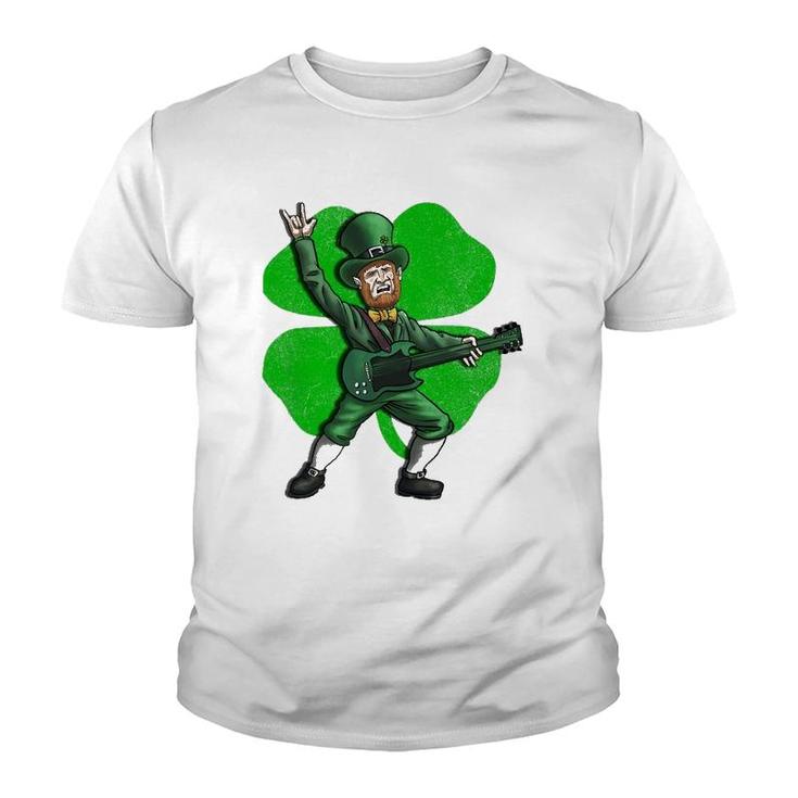 St Patrick's Day Rock And Roll Leprechaun Guitar Youth T-shirt