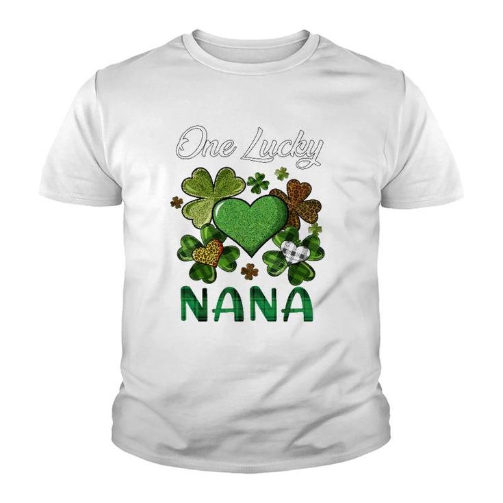St Patrick's Day Women's Shamrock Buffalo Plaid Lucky Nana Youth T-shirt