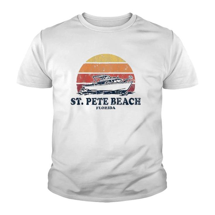St Pete Beach Fl Vintage Boating 70S Retro Boat Design Raglan Baseball Tee Youth T-shirt