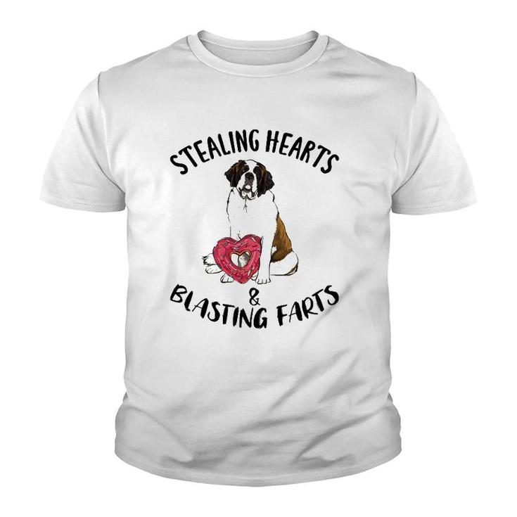 Stealing Hearts Blasting Farts St Bernard Valentine's Day Youth T-shirt